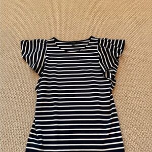 Ann Taylor Black and White Striped Top
